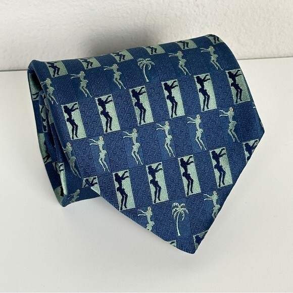 Tommy Bahama Silk Blue Hula Girl 4” Tie - Picture 2 of 6